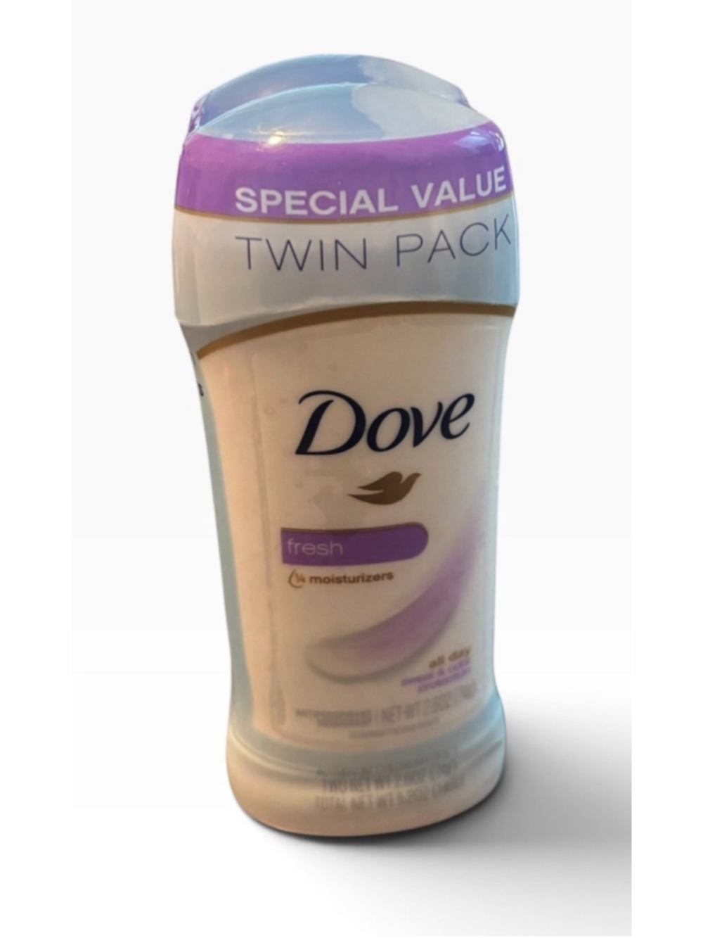 2 Twin Packs Dove Fresh 24hr Invisible Solid, Deodorant, 2.6 oz each stick